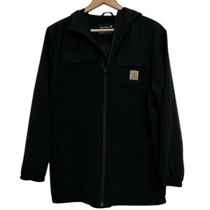 Carhartt Jacket Boy's Large 14/16 Black Lightweight Full Zip Hooded Pockets